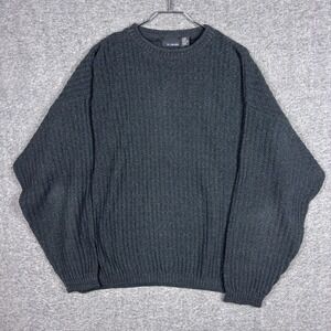 Vintage Bill Blass Sweater Mens XL Charcoal Knit Pullover Hand Framed USA 90s
